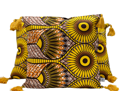 Ethnic cushion cover - Wax yellow and brown - JUA
